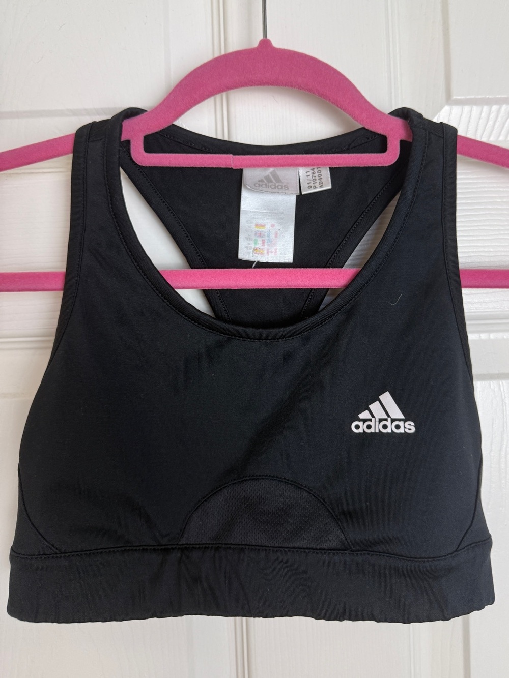 adidas Black Racerback Bra with White Logo- small women’s- soft and breathable